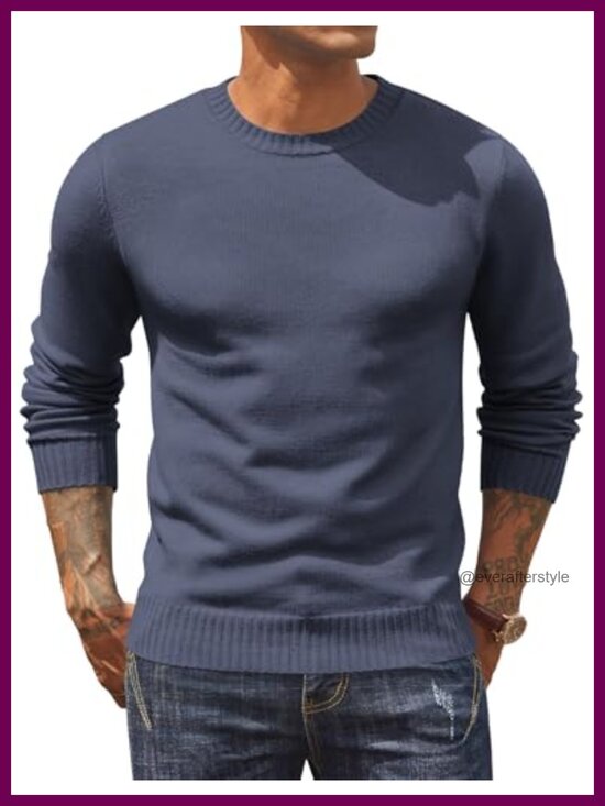 Other - Men's Crewneck Knit Pullover Sweater Long Sleeve Lightweight Casual